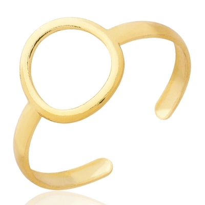Anel ajustável folheado a ouro com adereço circular