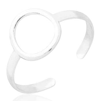 Anel de falange ajustável folheado a prata com adereço circular