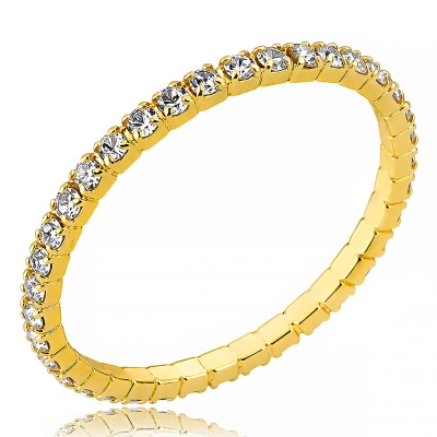 Anel aparador folheado a ouro com pedras de strass pequenas na cor cristal