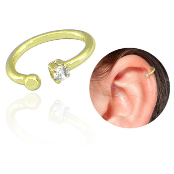 Piercing Fake de orelha folheado a ouro com zircônia
