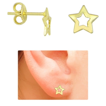 Brinco infantil folheado a ouro em forma de estrela