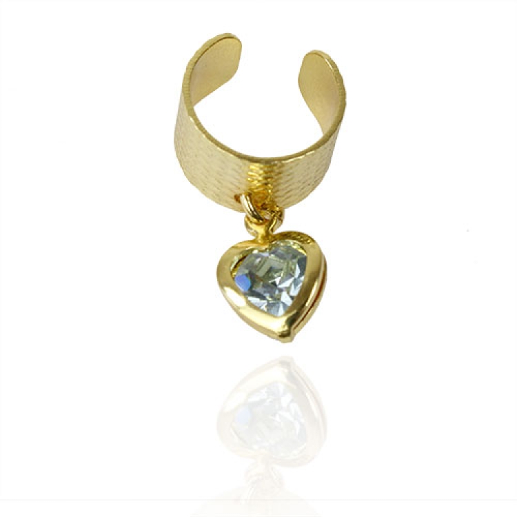 Foto 1 do Produto Piercing Fake de orelha folheado a ouro com pingente de coração com pedrinha