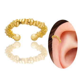 Piercing Fake de orelha folheado a ouro com detalhes torcidos