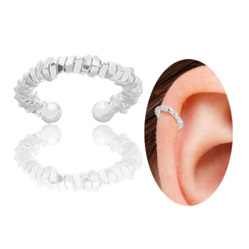 Piercing Fake de orelha folheado a prata com detalhes torcidos