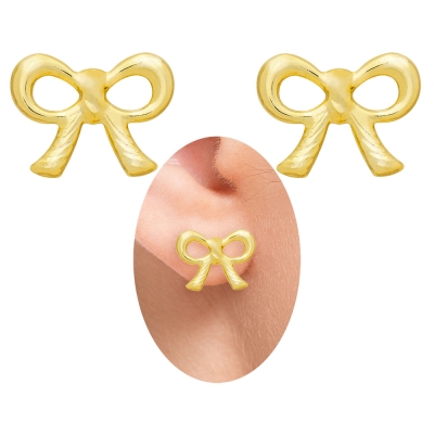 Brinco folheado a ouro em forma de laço