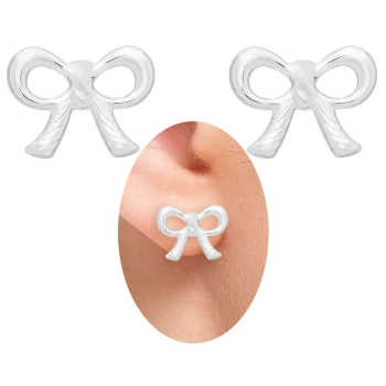 Brinco folheado a prata em forma de laço