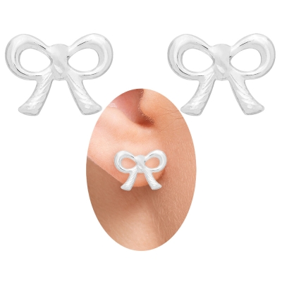 Brinco folheado a prata em forma de laço