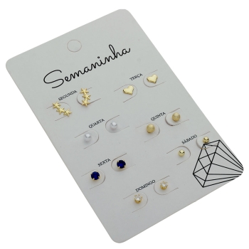 Kit de brincos "Semaninha" folheados a ouro - um para cada dia da semana