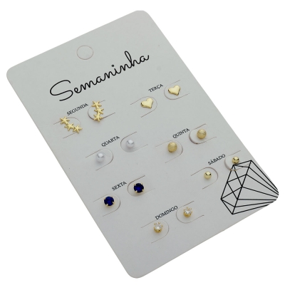 Kit de brincos "Semaninha" folheados a ouro - um para cada dia da semana
