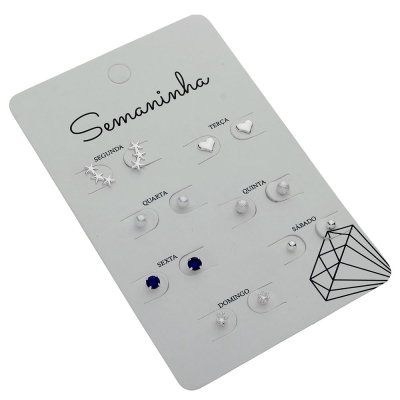 Kit de brincos "Semaninha" folheados a prata - um para cada dia da semana