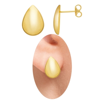 Brinco folheado a ouro em forma de gota abaulada