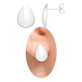 Brinco folheado a prata em forma de gota abaulada