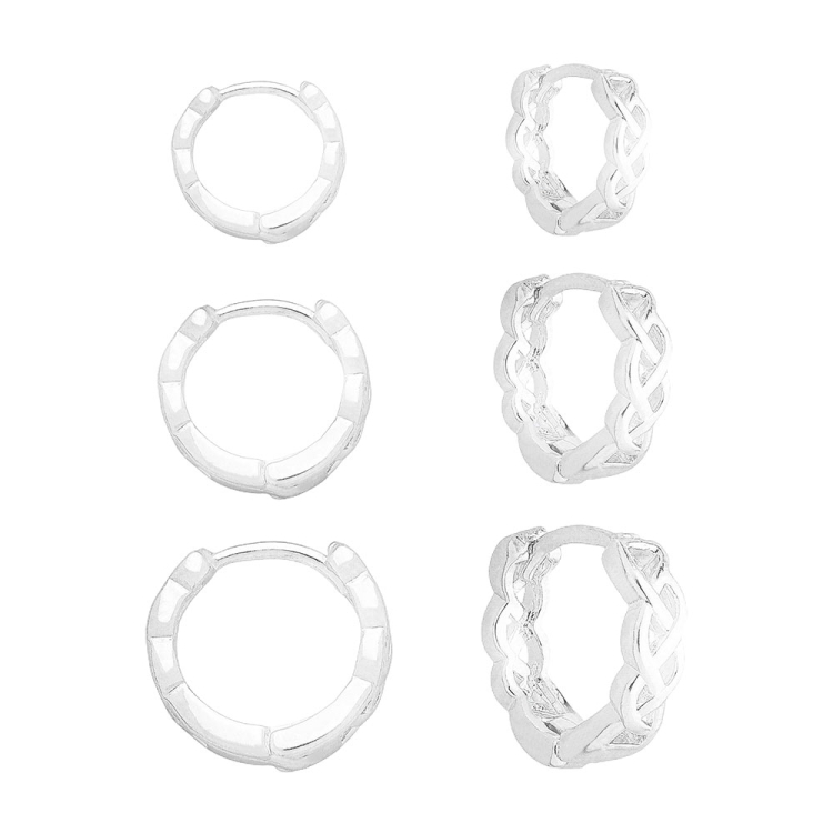Foto 1 do Produto Kit com 3 pares de brinco de argola tribal folheados a prata