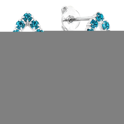 Brinco folheado a prata com pedras de strass azul turquesa