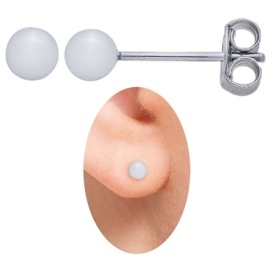 Brinco solitário em aço inox maciço com pérola de 4 mm