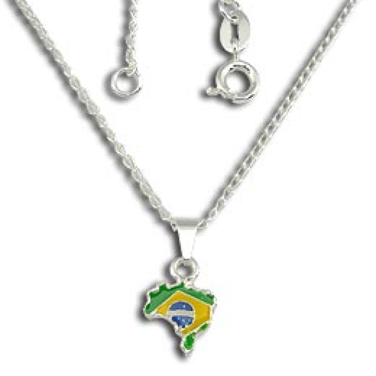 Foto 1 do Produto Gargantilha folheada a prata com pingente em forma do mapa do Brasil