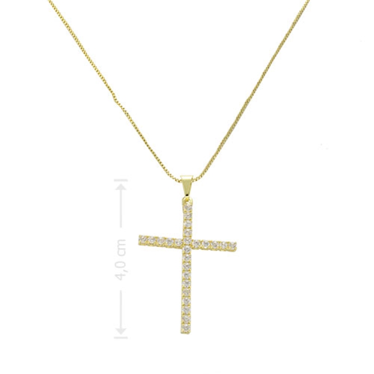 Miniatura do Produto 1 Gargantilha folheada a ouro com crucifixo de zircônia
