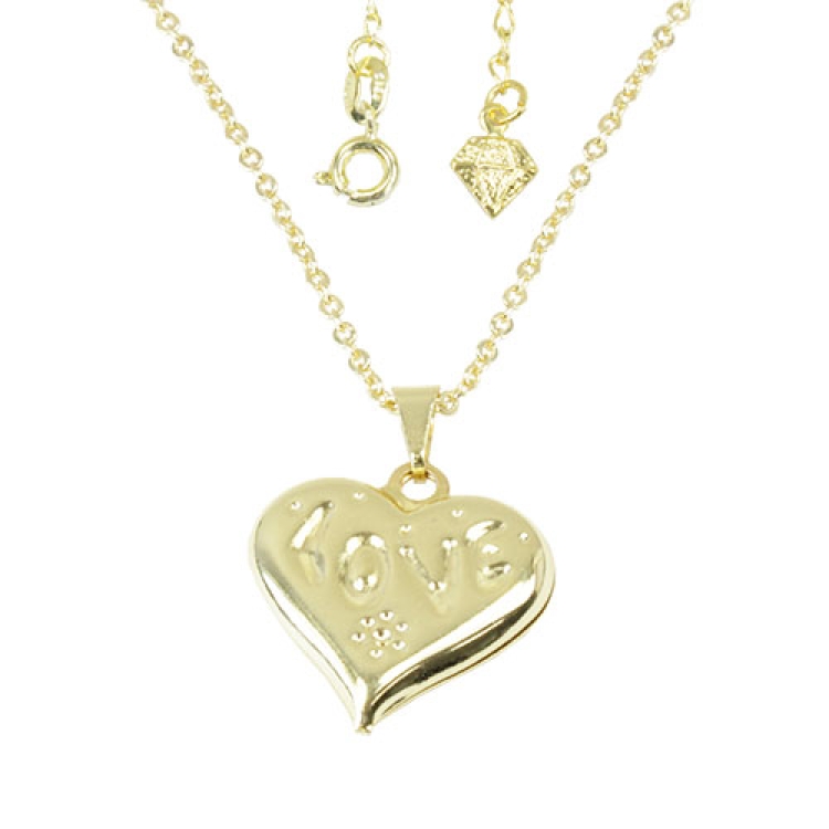 Foto 1 do Produto Gargantilha folheada a ouro com pingente em forma de coração contendo a palavra LOVE
