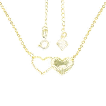 Gargantilha folheada a ouro com adereço em forma de coração duplo