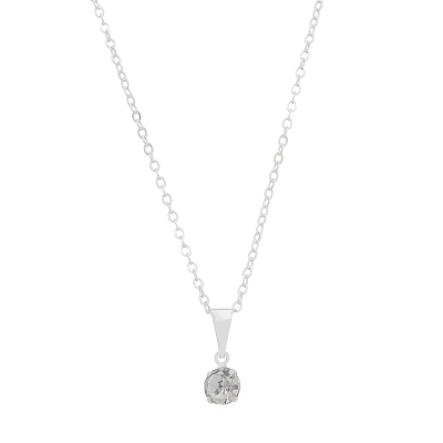 Gargantilha ponto de luz folheada a prata e pingente com strass na cor cristal