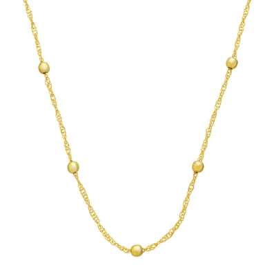 Gargantilha Singapura folheada a ouro com bolinhas de 3,5 mm