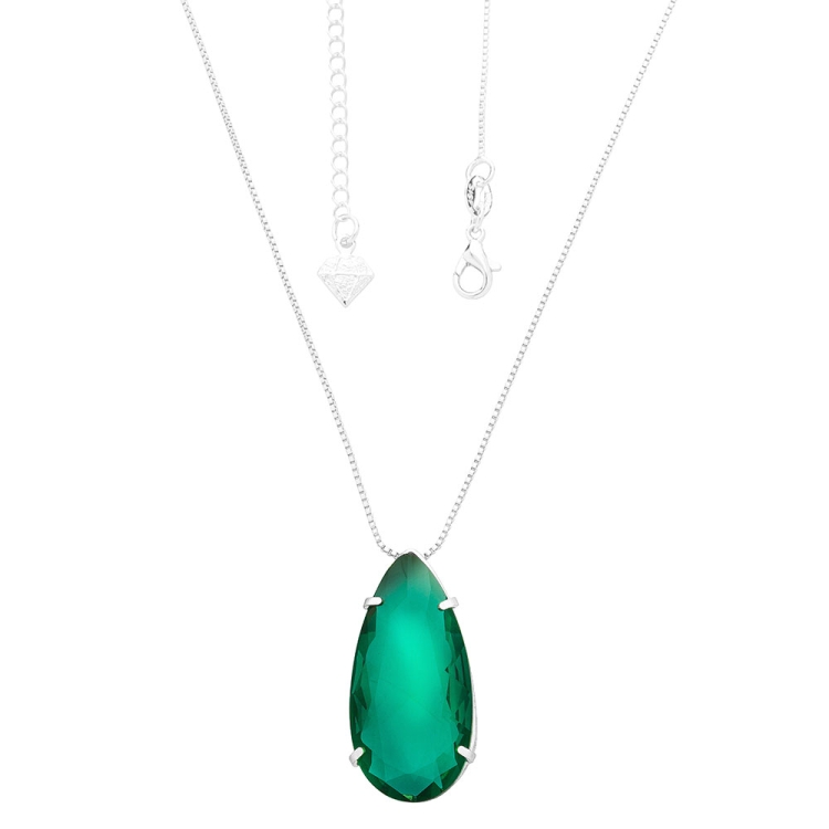 Foto 1 do Produto Gargantilha ponto de luz folheada a prata com pedra de vidro lapidado em forma de gota