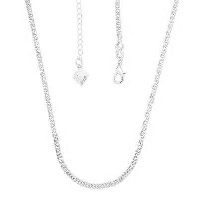 Gargantilha folheada a prata com malha singapura de 2 mm