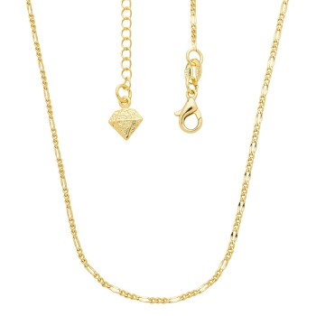Gargantilha folheada a ouro com malha 3 x 1 de 1,5 mm