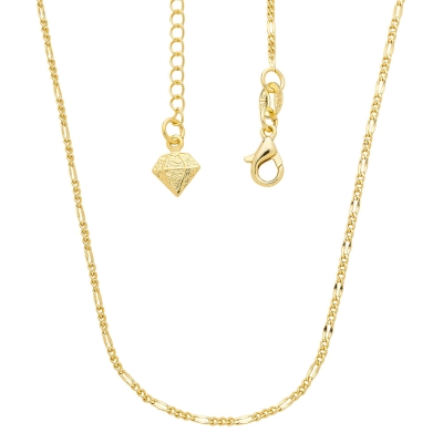 Gargantilha folheada a ouro com malha 3 x 1 de 1,5 mm