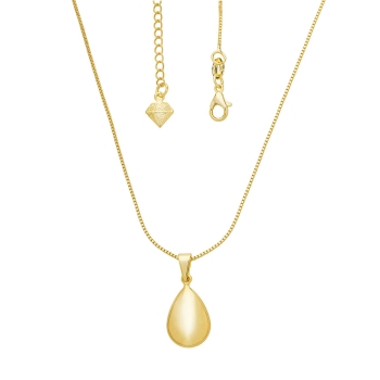 Gargantilha folheada a ouro e pingente em forma de gota abaulada