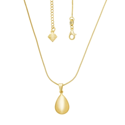 Gargantilha folheada a ouro e pingente em forma de gota abaulada