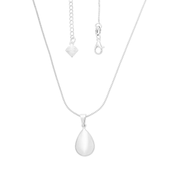 Gargantilha folheada a prata e pingente em forma de gota abaulada