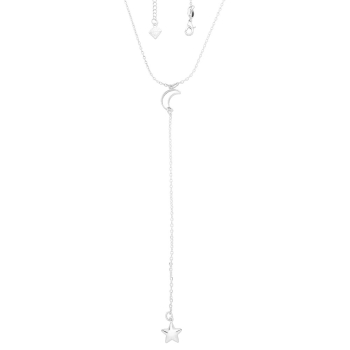 Gargantilha folheada a prata com entremeio em forma de lua e pingente em forma de estrela