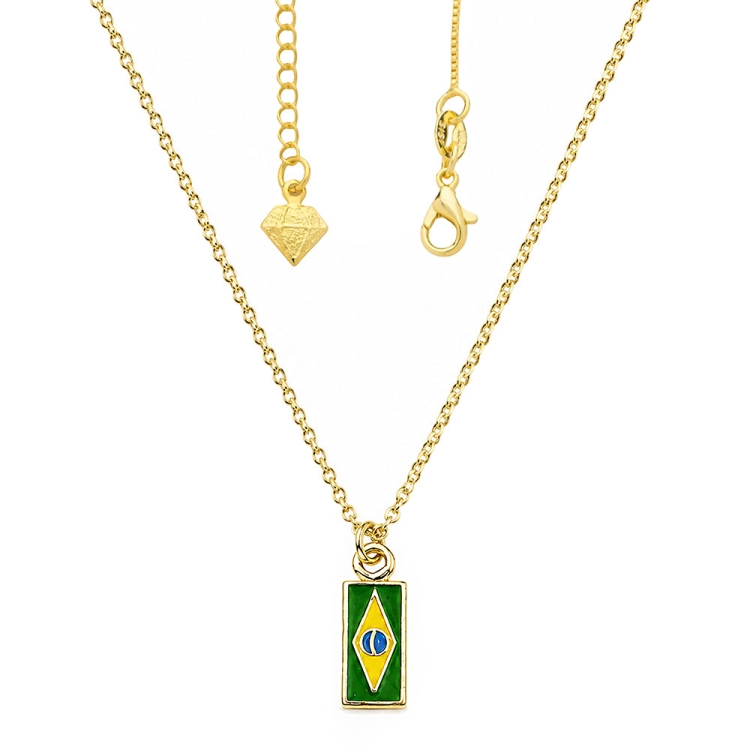 Foto 1 do Produto Gargantilha folheada a ouro com pingente em forma da bandeira do Brasil