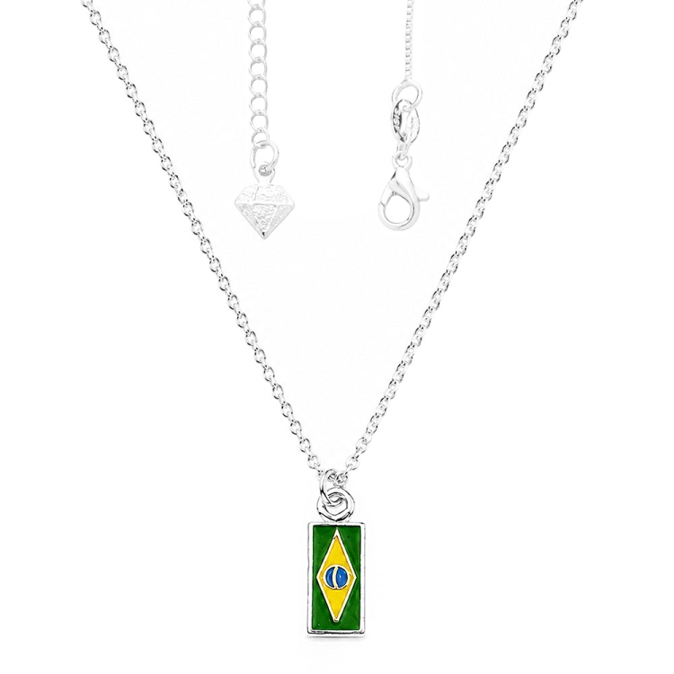Foto 1 do Produto Gargantilha folheada a prata com pingente em forma da bandeira do Brasil