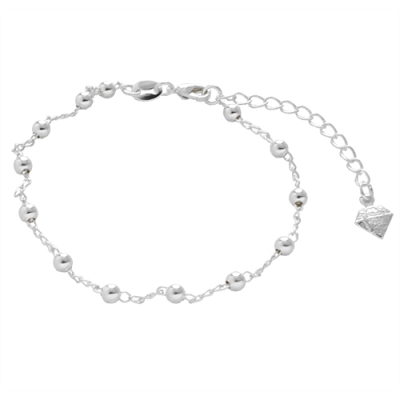 Pulseira folheada a prata com bolinhas de 3,5 mm