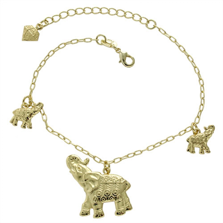Foto 1 do Produto Pulseira folheada a ouro com pingentes em forma de elefante