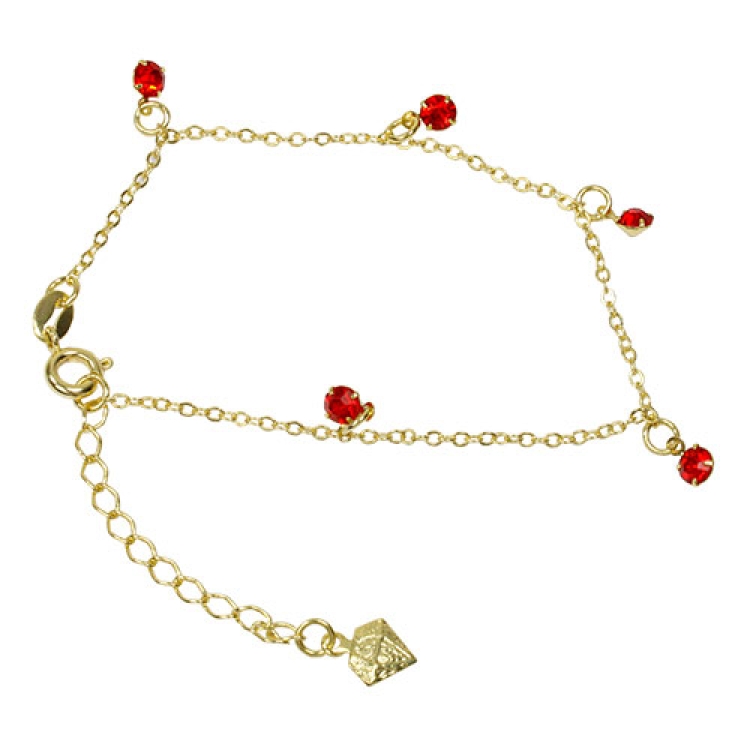 Foto 1 do Produto Pulseira folheada a ouro com strass na cor vermelha