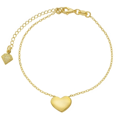Pulseira folheada a ouro com adereço passante em forma de coração