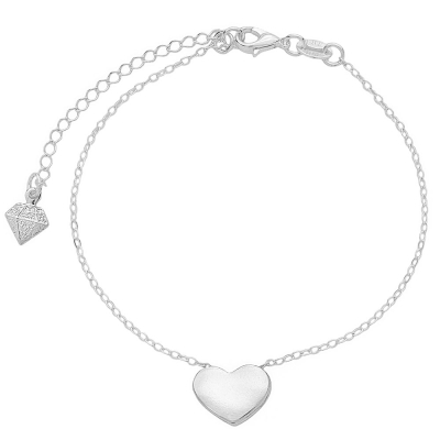 Pulseira folheada a prata com adereço passante em forma de coração