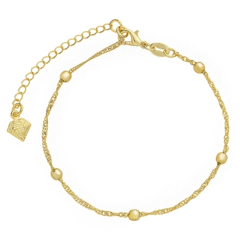 Pulseira Singapura folheada a ouro com bolinhas de 3,5 mm