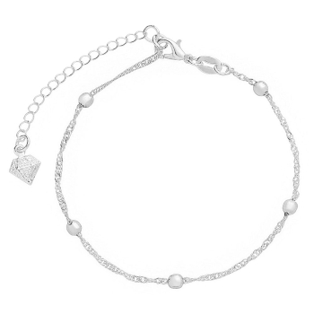 Pulseira Singapura folheada a prata com bolinhas de 3,5 mm