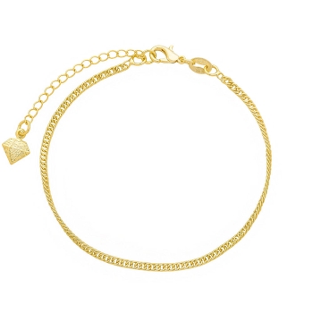 Pulseira folheada a ouro com malha singapura de 2 mm