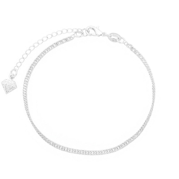 Pulseira folheada a prata com malha singapura de 2 mm