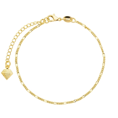 Pulseira folheada a ouro com malha 3 x 1 de 1,5 mm