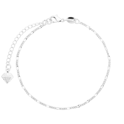 Pulseira folheada a prata com malha 3 x 1 de 1,5 mm