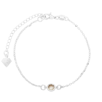 Pulseira ponto de luz folheada a prata com zircônia