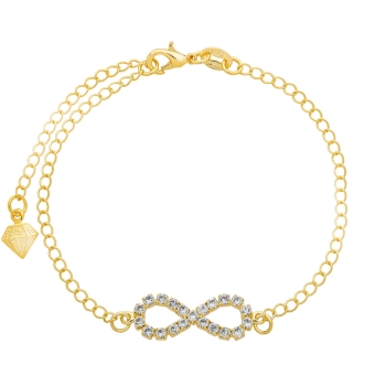 Pulseira folheada a ouro com o símbolo do infinito em strass