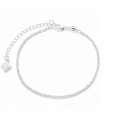 Pulseira folheada a prata com malha meia corda