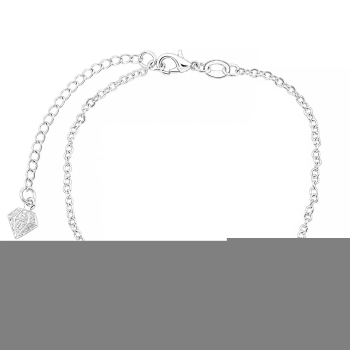Pulseira Virginia com pingente trevo preto folheada a prata